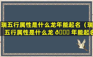 瑞五行属性是什么龙年能起名（瑞五行属性是什么龙 🕊 年能起名字）